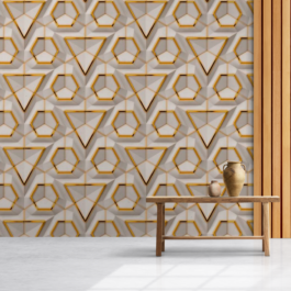 Abstract Vinyl Coated Golden Finish Wallpaper for Wall