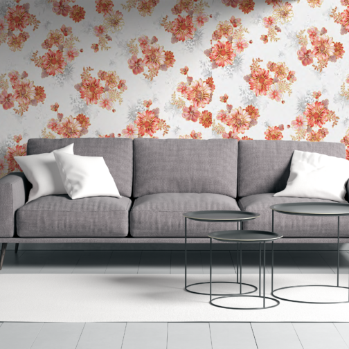 Floral & Botanical Orangish Finish wallpaper