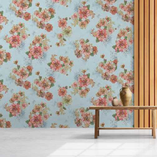 Floral & Botanical Blueish Finish wallpaper